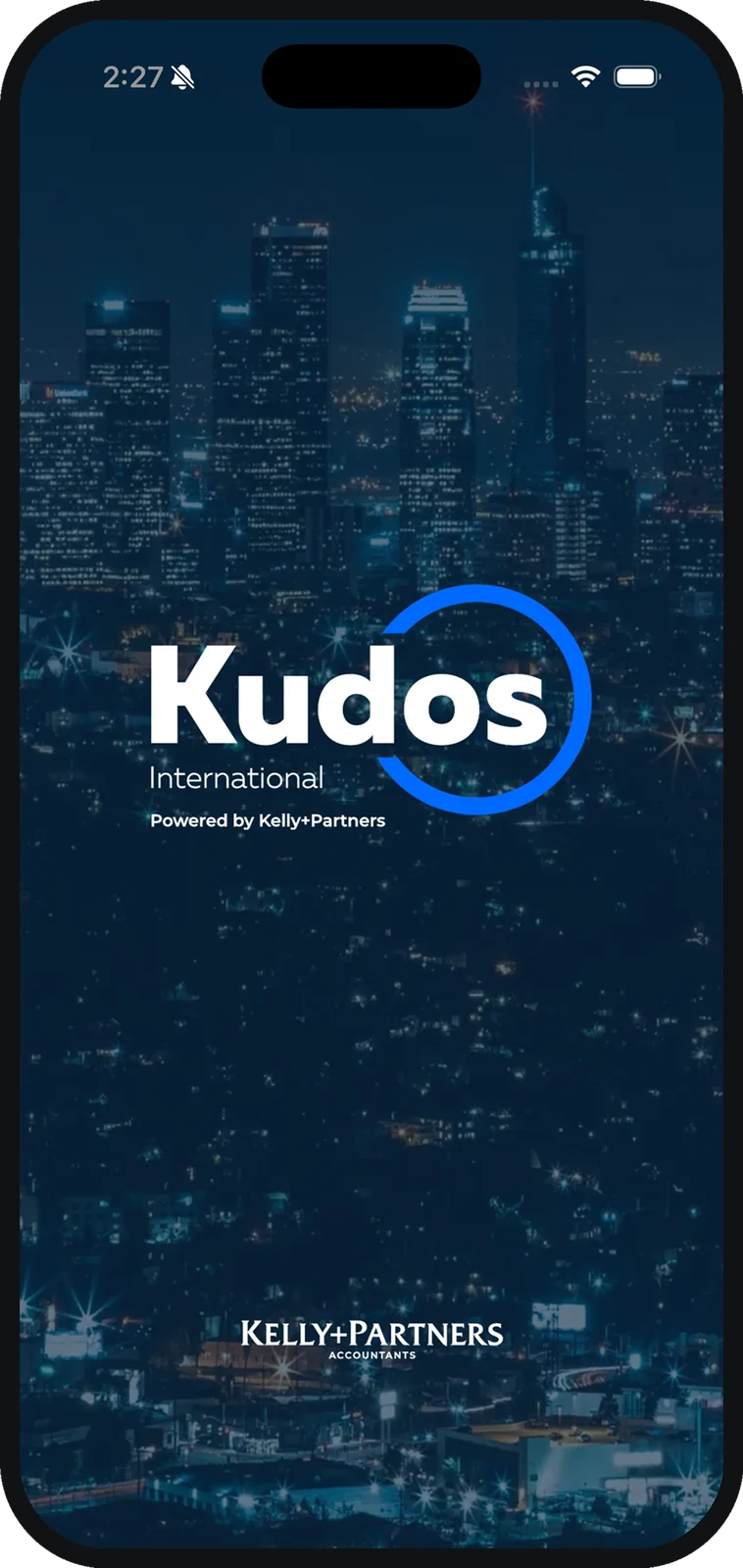 The Kudos International app running on a phone